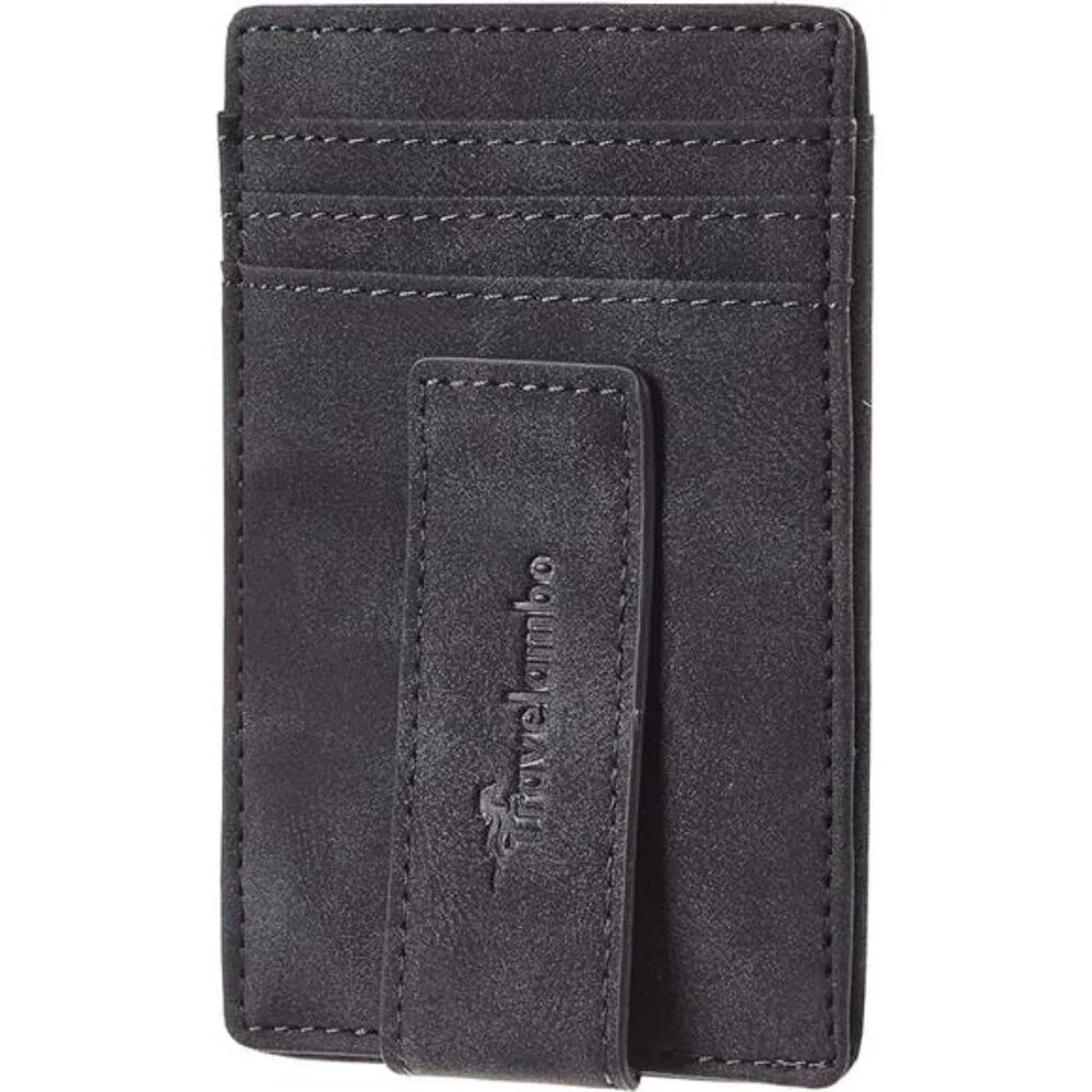 Mens Slim Wallet RFID Money Clip Front Pocket Leather Card Holder Minimalist